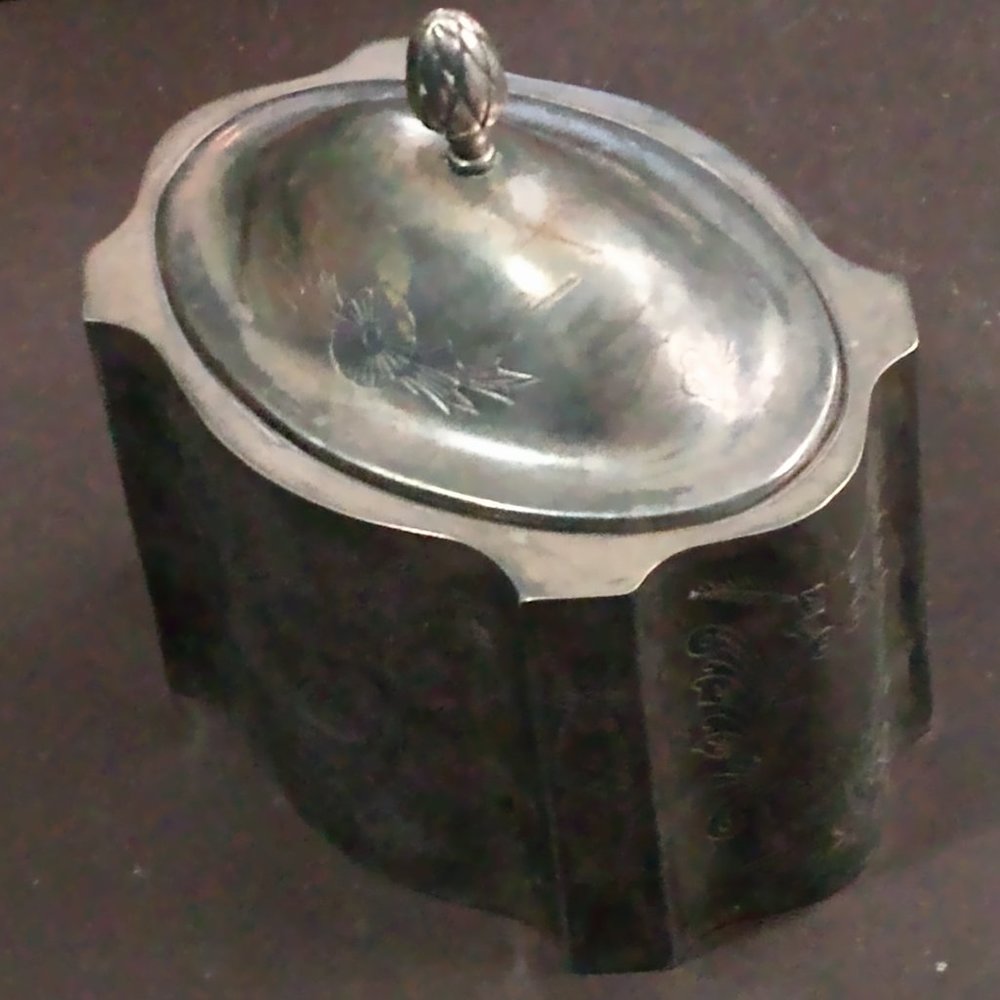 SILVER PLATE JEWELRY BOX With R monogram